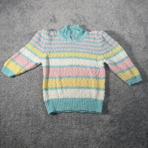 Vtg 80s 90s Spice Of Life Sweater L Pastel Stripe Cottagecore Grandmacore Retro